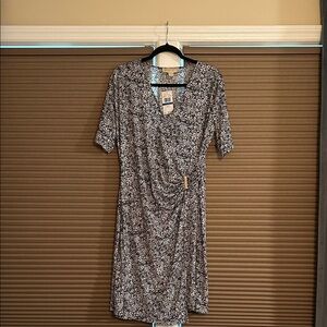 MICHAEL Michael Kors Black and White Floral Midi Dress